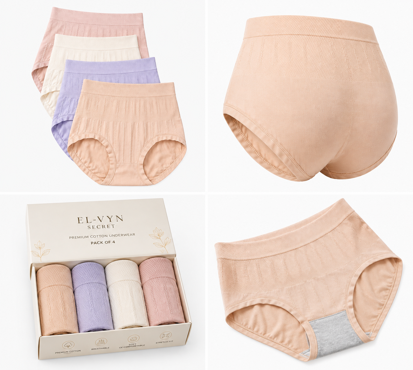 EL-VYN Secret Premium Cotton Underwear Pack of 4
