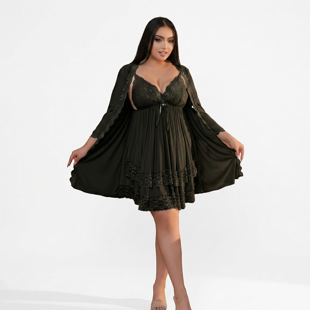 EL-VYN SECRET Red Lace Babydoll Nightdress