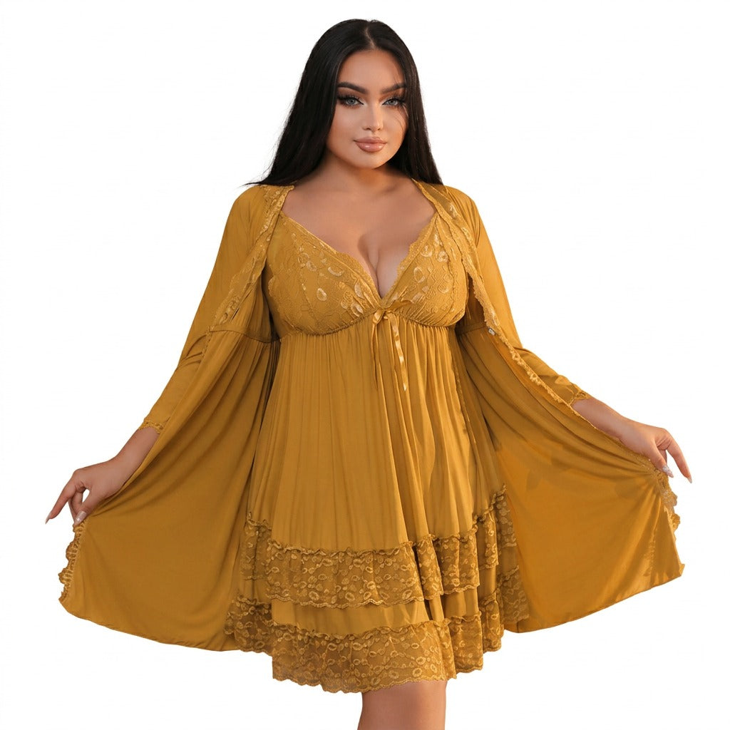 EL-VYN SECRET Red Lace Babydoll Nightdress