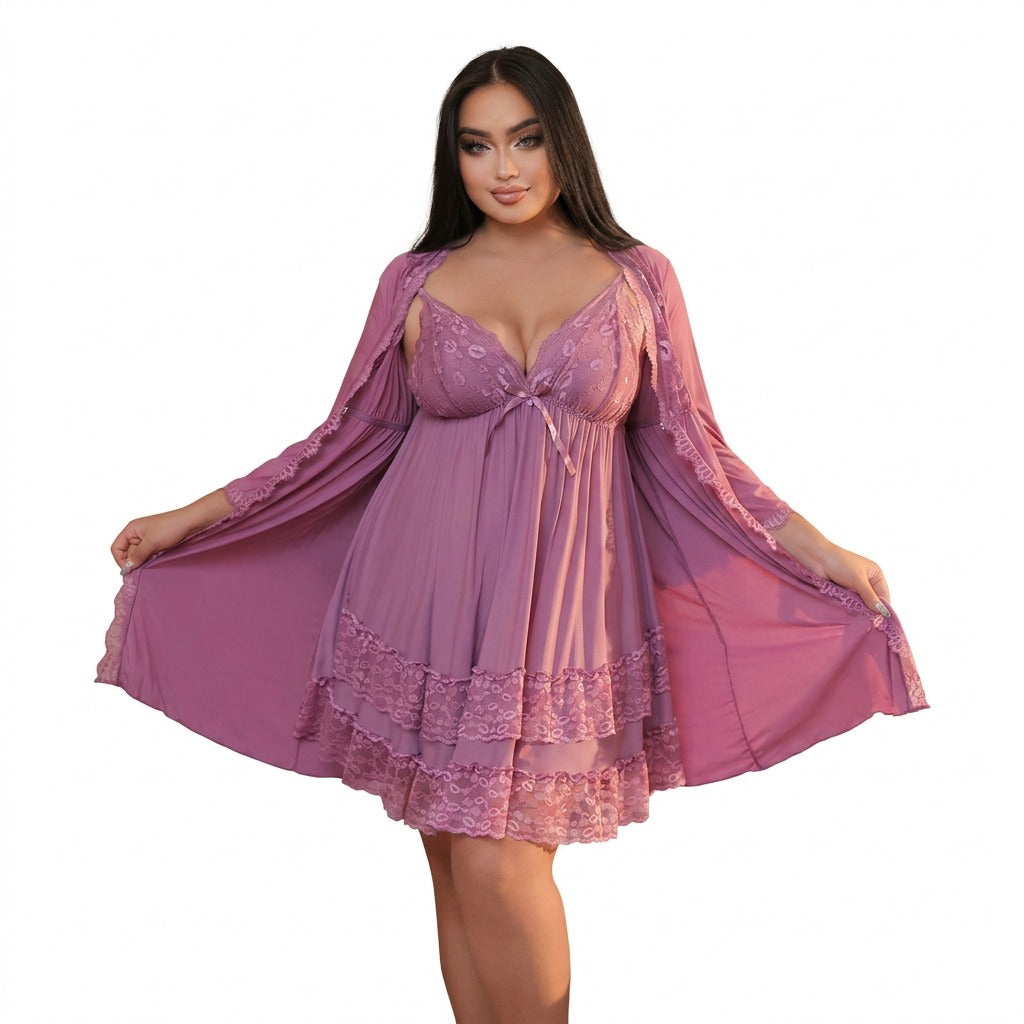 EL-VYN SECRET Red Lace Babydoll Nightdress