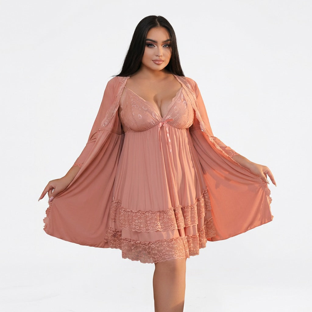 EL-VYN SECRET Red Lace Babydoll Nightdress