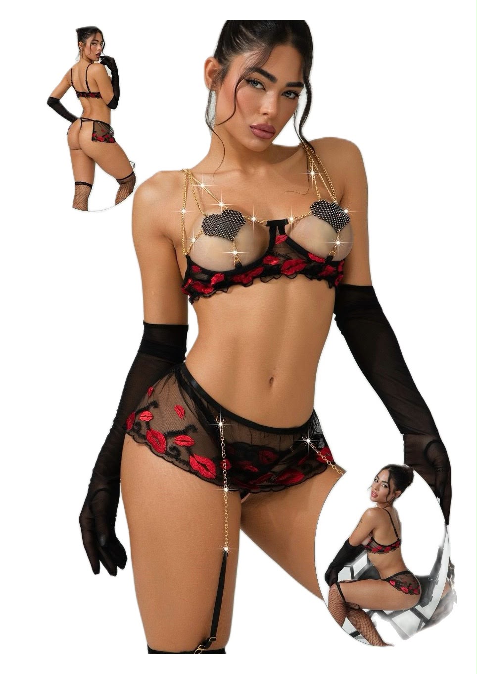 EL-VYN Secret Luxe Embroidered Lingerie Set