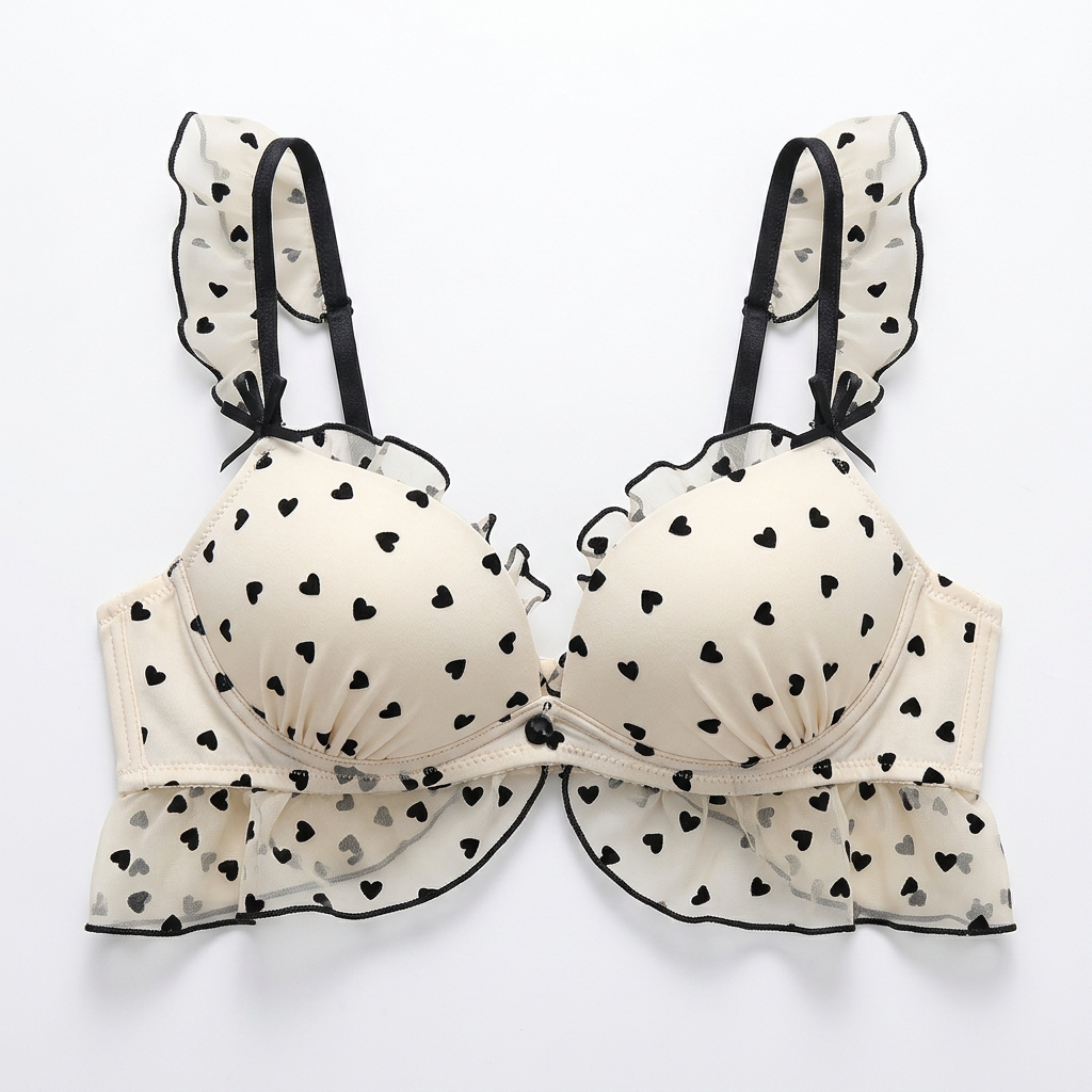 EL-VYN SECRET Black Heart Embroidered Lingerie Set